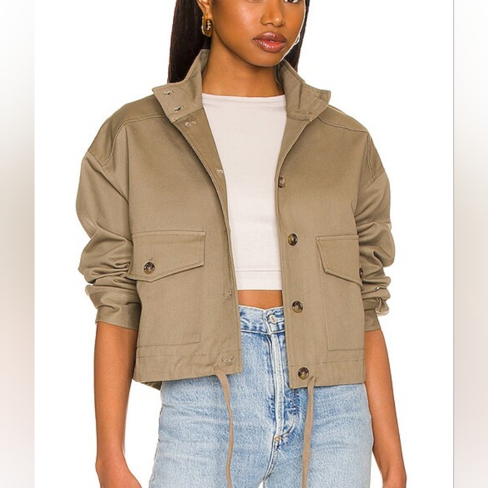 Lover + Friends Toronto Jacket Olive Green Jacket with‎ Drawstring size sm